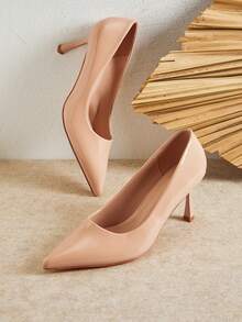 SHUZIA Women Classic Elegant Pointy Toe Stiletto Pumps - Apricot - View 3