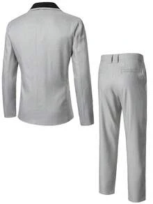 Manfinity Mode Bộ vest công sở kiểu Anh, thích hợp cho việc đi làm hàng ngày. - Xám - Xem 2