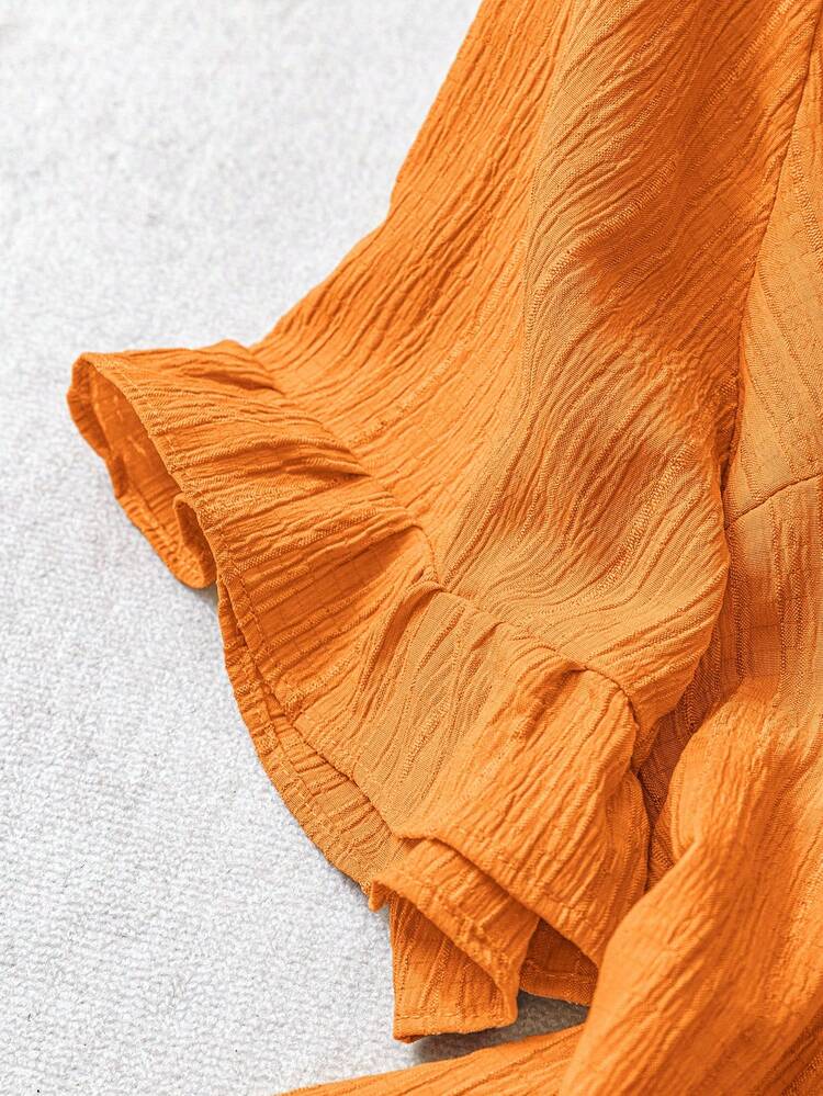 Plus Size Shirt Khaki Leaf Hem Short Sleeves Simple Fashion Casual Everyday Vacation Outfits Woman Spring Summer,Western Wear Women,Spring/Summer Plus Size Yellow Top Half Sleeve Tops Women Orange Blouses For Women