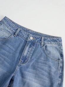 GlowEve Women's Casual Belted Wide-Leg Bowknot Jeans - Blue - View 3