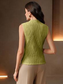 Anewsta Áo tank top không tay cổ bèo nhún, chất liệu vải trơn, thời trang mới về dành cho nữ. - màu xanh lá - Xem 7