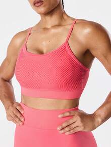 Dewbera 两件套 + 常规吊带背心 + 裤装 + 吸湿排汗面料 + 网眼设计 / 基础款 / 粉色 / 基础款 / 运动套装 / 健身 / 无缝瑜伽 - 彩色 - 查看 7