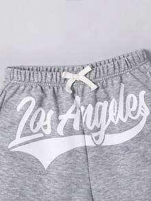 Tween Boys' Casual Loose Fit Contrast Color Letter Print Sports Shorts,Comfortable And Versatile For Daily Wear,Outings,Like Basketball Football - Grey - View 5
