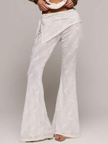 MUSERA Paisley Print Skirt Overlay Panel Flared Trousers Spring Summer Sexy Date Night Club Festival Holiday Night Out Vacation Soul Ties - White - View 2