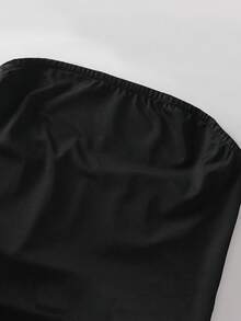 Franclia Women's Elegant Sophisticated Black & White Contrast Splice Strapless Mini Dress, Suitable For Spring/Summer Outings & Dates - Black and White - View 3