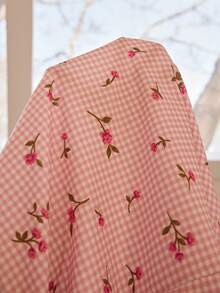 CottageSlumber 加大码花卉格纹泡泡褶皱长袖睡袍 - 粉色 - 查看 8