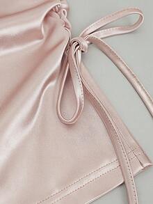 Franclia Women's Elegant Ruched V-Neck Bubble Sleeve T-Shirt, Suitable For Dates And Parties - Champagne - View 4