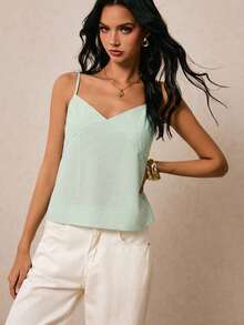 Poéselle Women's Casual Striped Loose Camisole For Summer - Green - View 3