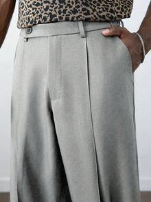 HUEFORM Men's Old Money Grey Loose Relaxed Fit Wide Leg Casual Pants,Wrinkle-Resistant Fabrics Quickly Regain Their Smoothness After Wearing Or Washing, Reducing The Need For Manual Ironing. Suitable For Outing Scenes For Men - Light Grey - View 4