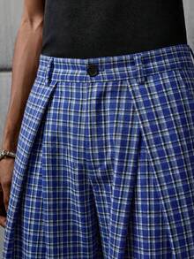 NEON BLANC 男士格子休闲日常裤 - 藍色 - 查看 6