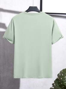 Manfinity RSRT Men's Classic Coconut Tree Graphic Round Neck Short Sleeve T-Shirt, Summer Vacation Style Short Sleeve Top - Green - View 2