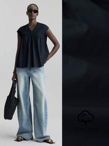 Ontre 2026春夏新款女式上衣，梭织面料，商务休闲都市时尚，简约通勤装 - 藏蓝色 - 查看 9