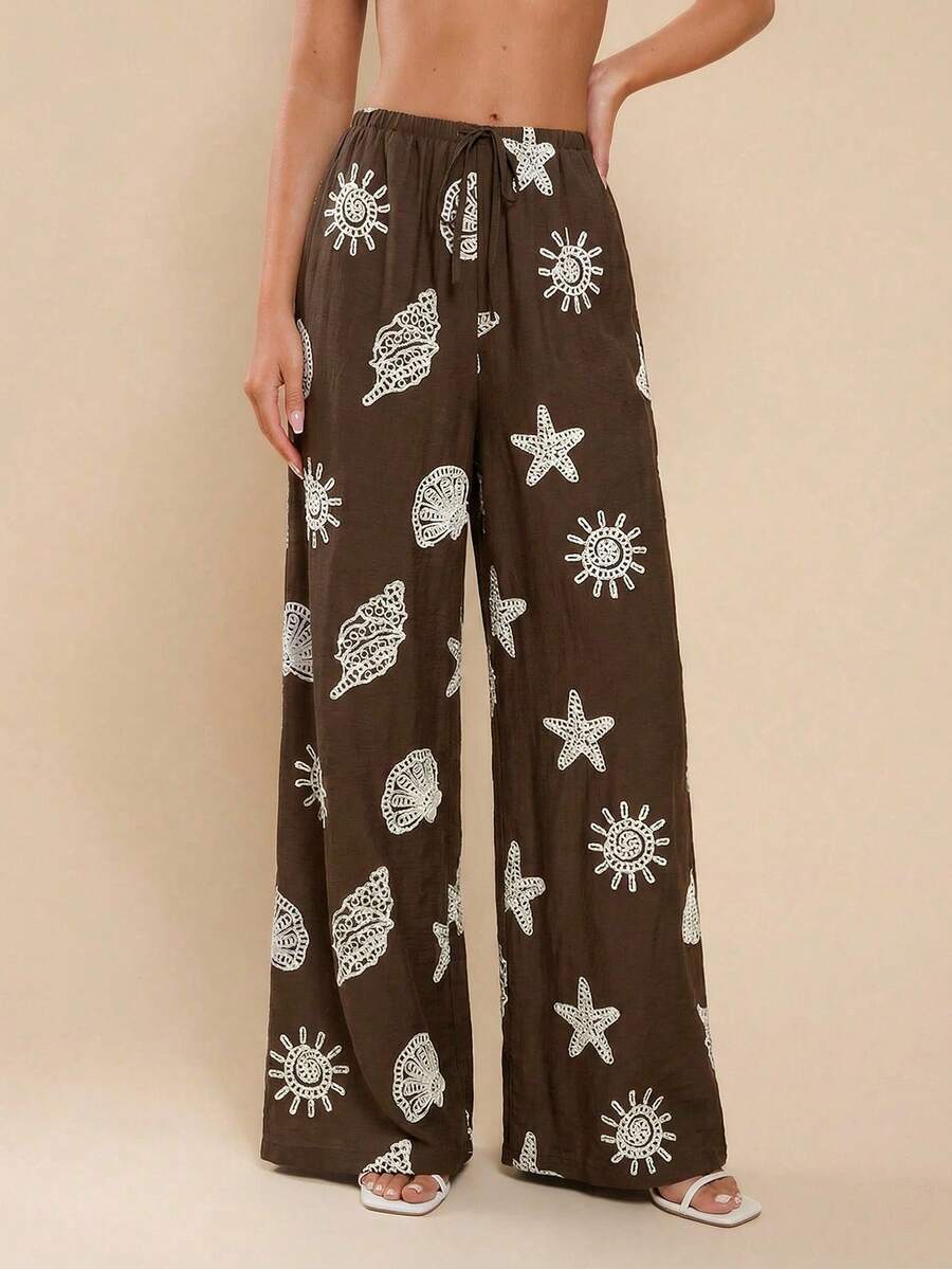 COSMINA 女士全印花打结休闲宽松裤 - 彩色 - 查看 1
