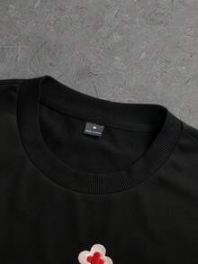 Manfinity EMRG Men's Casual Letter Embroidery Short Sleeve T-Shirt, Summer - Black - View 6