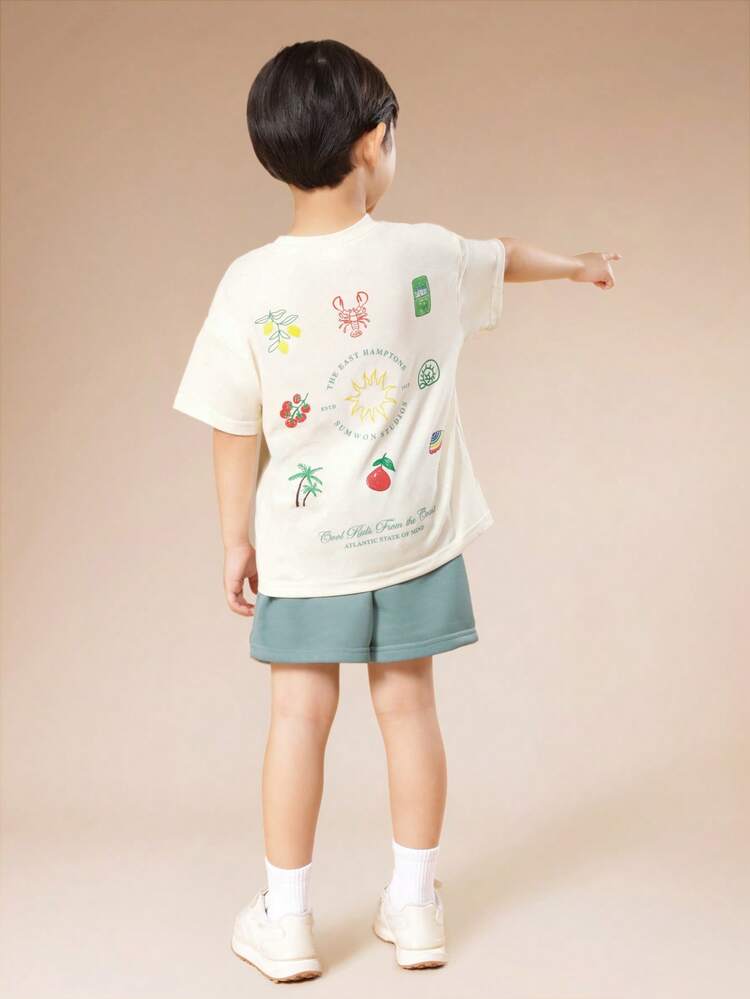 Graphic Tee And Shorts Set With East Hampton Print