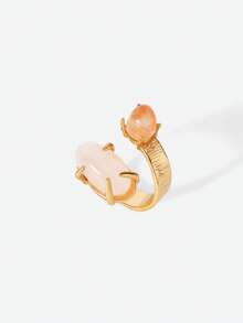 Opalesca Nhẫn đá pha lê tự nhiên 18k (Màu sắc và kích thước ngẫu nhiên), Cao cấp/Sang trọng/Đẳng cấp/Đeo hàng ngày/Tối giản, Ngọc trai/Pha lê, Dành cho Mẹ/Phụ nữ/Cô gái/Mẹ, Mùa hè/Bãi biển/Dạ hội/Tiệc tùng/Ngày lễ/Kỳ nghỉ, Đính hôn/Đám cưới/Lời hứa, Cô dâu, Hình trái tim/Hoa, Lõi cổ tích/Lõi nàng tiên cá - Vàng - Xem 3