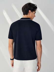 RONVEXI Men's Short Sleeve Knit Top With Palm Tree Print - Multicolor - View 3