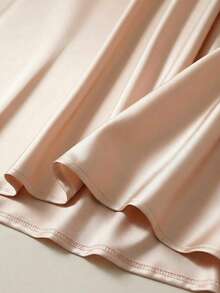 Resyla New Fashionable Casual Apricot Satin Sheen Skirt - Apricot - View 3