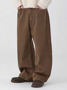 DAZY Quần jean dài denim màu nâu bạc màu dành cho nam, thích hợp cho mùa xuân và mùa thu. - Màu Khaki - Xem 1