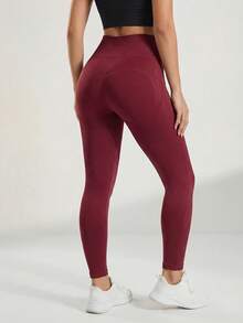 Anewsta Women's Butt Lifting Tight Yoga Leggings - Burgundy - View 5