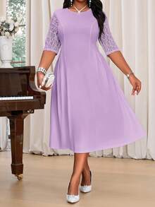 Fleurora Plus Size V-Day Dress, Valentine's Festival Outfit For Women, Summer Dress Flowy Dress - Mauve Purple - View 6