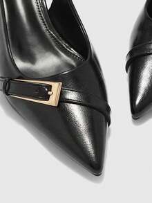 CUCCOO BIZCHIC Sepatu hak tinggi model slingback wanita yang simpel, elegan, dan serbaguna untuk bekerja dan bepergian. Sepatu musim semi. - Hitam murni - View 8
