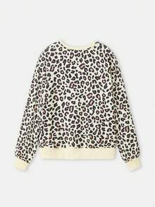 lacRébo Leopard Print Sweatshirt With Relaxed Silhouette Fall Women Clothes Autumn Outfits Fall Women Clothes Autumn Winter - Multicolor - View 7