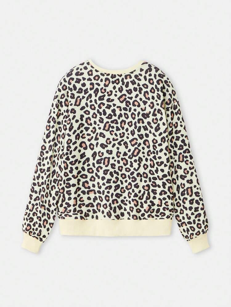 Leopard Print Sweatshirt With Relaxed Silhouette Fall Autumn Winter