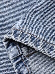 DAZY Jeans casuales de pierna recta y tiro medio con efecto desgastado para mujer - Azul lavado medio - Ver 8