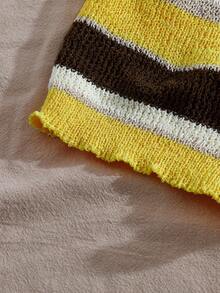 GlowEve 女士撞色条纹图案松紧腰休闲针织短裤 - 彩色 - 查看 3