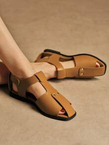 Rosivie Bailarinas cuadradas de moda con diseño slip-on, zapatos versátiles para ir y venir, elegantes para usar en la oficina para mujeres - Marrón - Ver 5