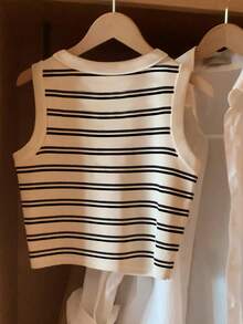 Resyla 女士春夏新款条纹印花圆领修身休闲背心 - 彩色 - 查看 2