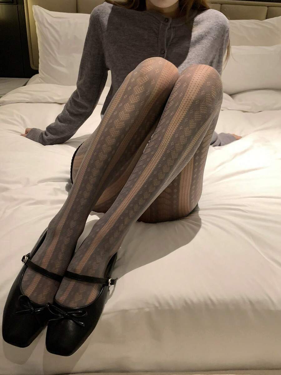 DAZY Quần legging nữ thời trang, gợi cảm, đa năng, có họa tiết. - Xám - Xem 1