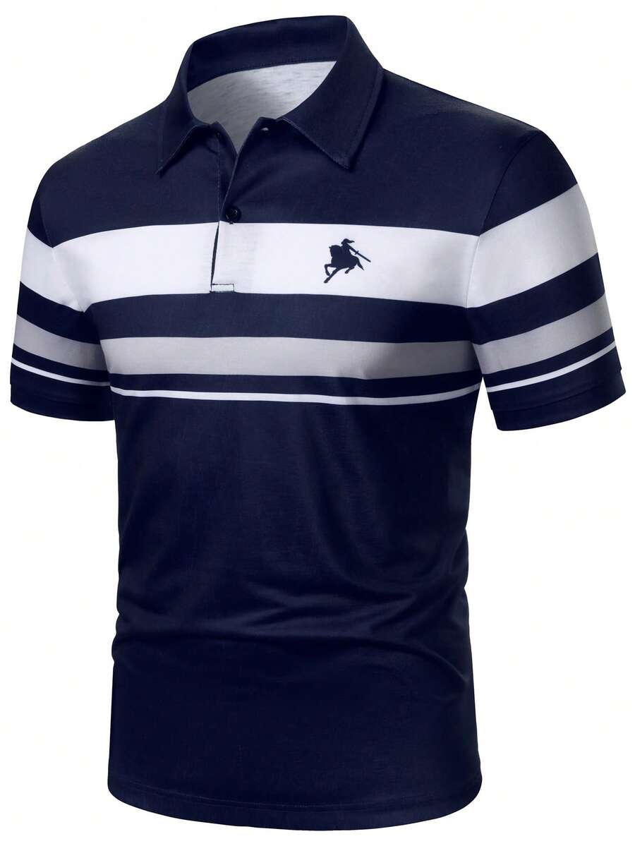 Manfinity Mode Men's Polo Shirt, Fashionable Casual Men's Short Sleeve Polo Shirt - Multicolor - View 1