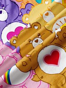 SHEIN X Care Bears Young Girl Cute Cartoon Bear Contrast Color Short Sleeve T-Shirt, Casual Daily Commute - White - View 7