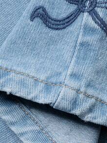 DAZY Young Girls' Fashion Bowknot Denim Bib Pants - Blue - View 9