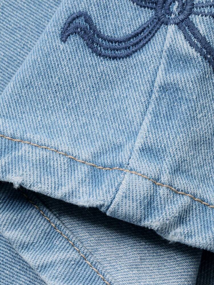 Young Girls' Fashion Bowknot Denim Bib Pants Summer