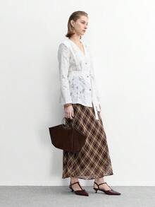 CUCCOO BIZCHIC Sandali con cinturino a T, punta affusolata e tacco a spillo, in pelle laccata, design minimalista, adatti per l'uso quotidiano - Castano - Visualizzare 6