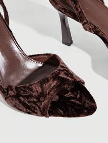 CUCCOO SZL 女士可调节简约酒红色高跟凉鞋，适合日常休闲穿着，春季鞋履，春假复活节舞会圣诞节高跟鞋。 - 立絨棕色 - 查看 5