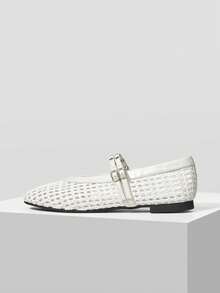 MOTF WOMEN BUCKLE HOLLOW OUT FLATS - White - View 4
