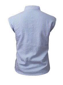 SHEIN 男士条纹单排扣休闲短袖衬衫 - 彩色 - 查看 2