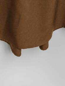 SHEIN Tall CURVE 大码女式法式休闲夏季V领短袖连衣裙 - 摩卡棕 - 查看 4