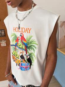 STEELVANCE Áo ba lỗ nam tối giản in họa tiết hàng ngày - trắng - Xem 2