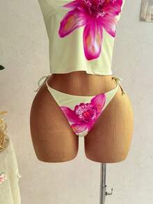 Soleia Beach Set Summer Vacation Outfits Women Elegant Women's Beach Swimsuit Women's Summer Beach Floral Print Halter Tie Sexy Bikini Swimsuit Set - Multicolor - View 4