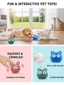 PETSIN 创意毛绒猫玩具，造型奇特，内置发声纸，可与猫咪互动玩耍 - 彩色 - 查看 3