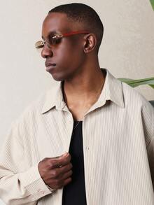 SUMWON 罗纹长袖衬衫和宽松阔腿裤套装，休闲家居服搭配 - 杏色 - 查看 5