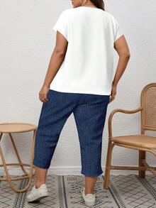 EMERY ROSE 2 piezas Conjunto minimalista casual con estampado de corazón náutico azul, talla grande, adecuado para vacaciones de verano, 2 piezas de conjunto de verano para mujeres - Multicolor - Ver 2