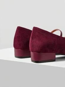 MOTF PREMIUM COMFORTABLE VERSATILE SQUARE HEEL WOMEN FLAT SHOES FOR CHRISTMAS - Burgundy - View 10