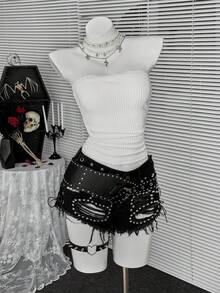 Coolane Women's Spring/Summer Concert Outfit Rave Outfit Festival Going Out Rave Outfit Renaissance Fair Club Outfits Party Chic Y2K Contrast Lace Tube Top - White - View 5