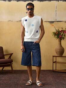 Casual Áo tank top nam không tay in họa tiết hoa, kiểu dáng thường ngày, thoải mái và thoáng khí. - Nhiều màu - Xem 7